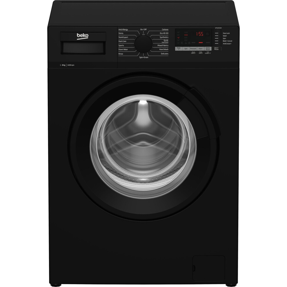 Beko WTL84151B 8Kg Washing Machine with 1400 rpm - Black 